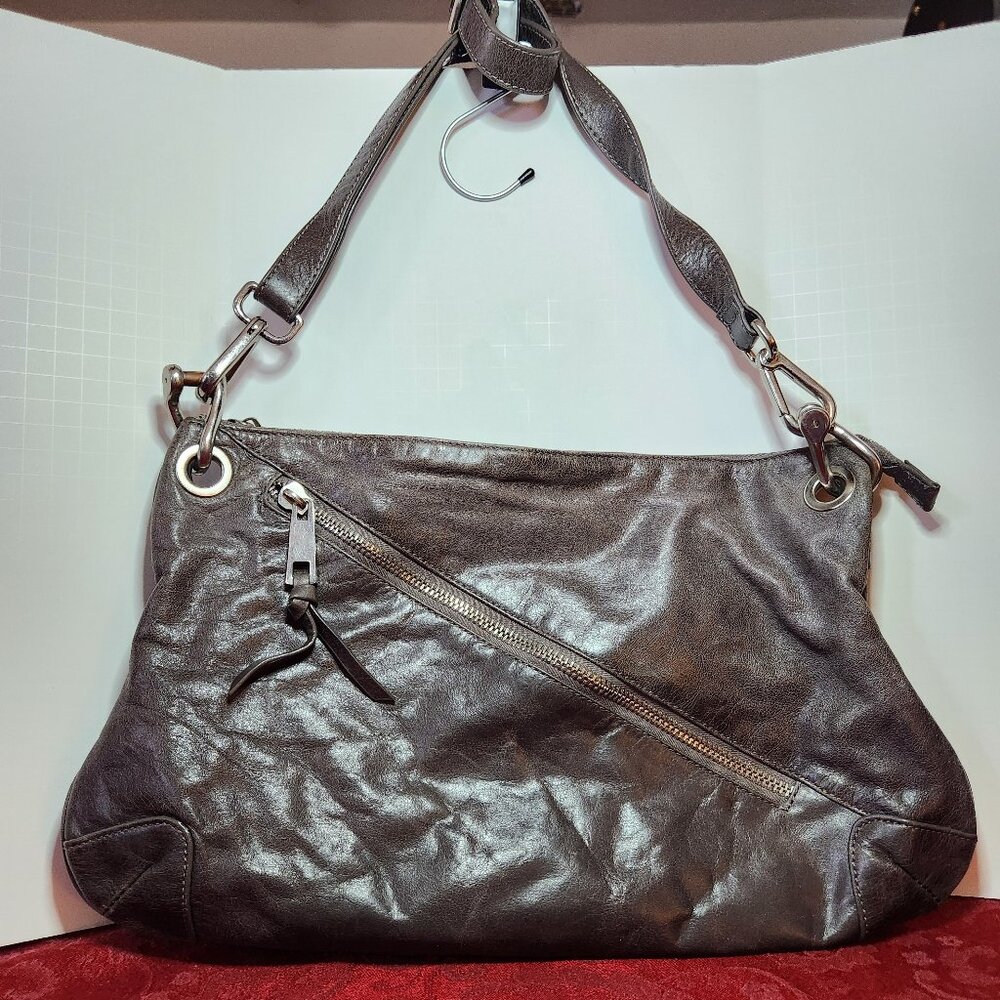 Abro Romania Grey Leather Shoulder Bag